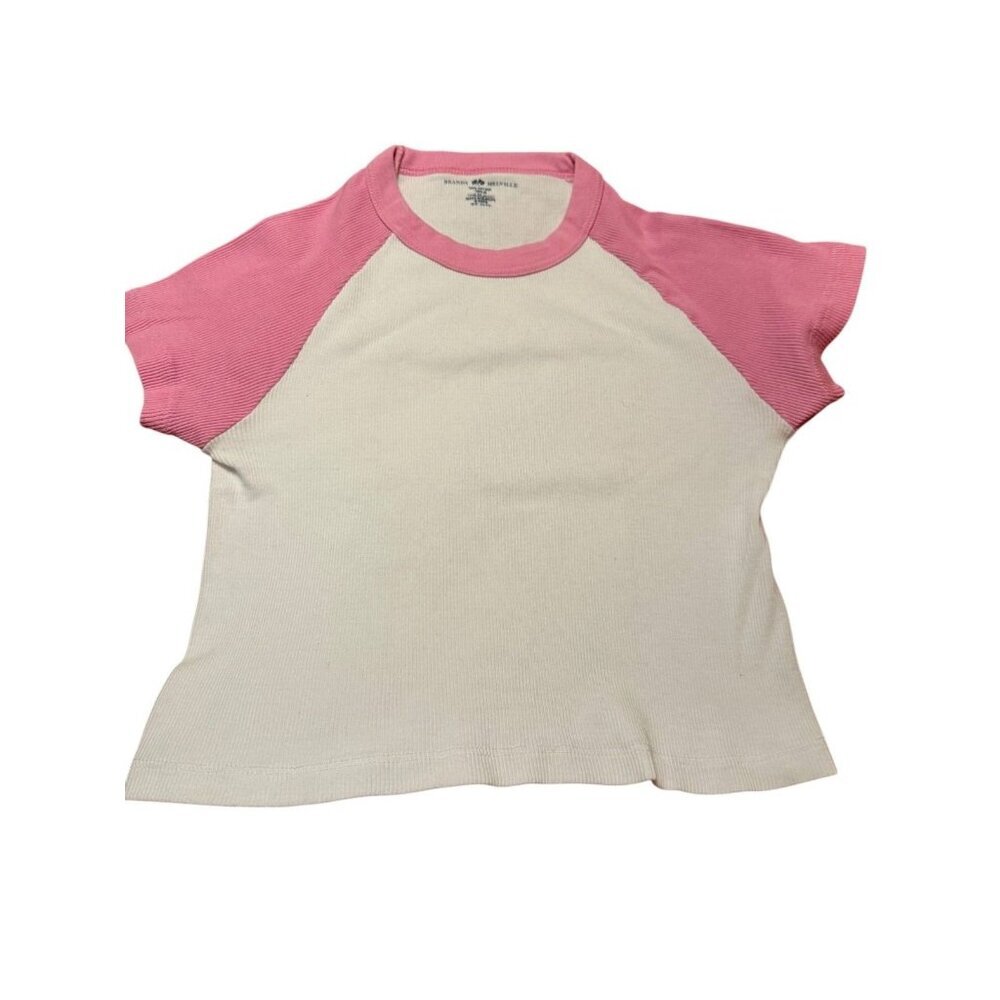 Brandy Melville White Pink Black Gray Women’s Baby Baseball Tee BUNDLE 2 cotton